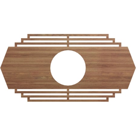 Ekena Millwork Chrysler Wood Fretwork Pierced Ceiling Medallion, Walnut, 24"W x 12"H x 6 1/4"ID x 3/8"T CMWP24X12X0375CSWA